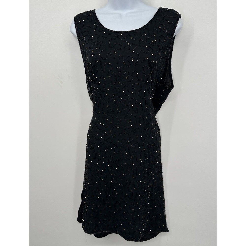 Vintage Gunit‎ Fashions 100% Silk Sequin Beaded Dress Size M